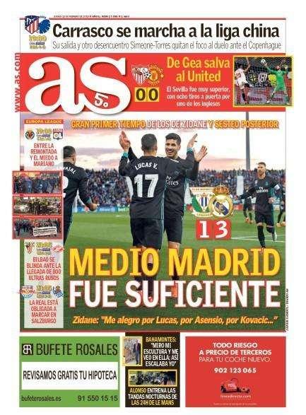 PORTADA - As: "Medio Madrid fue suficiente"