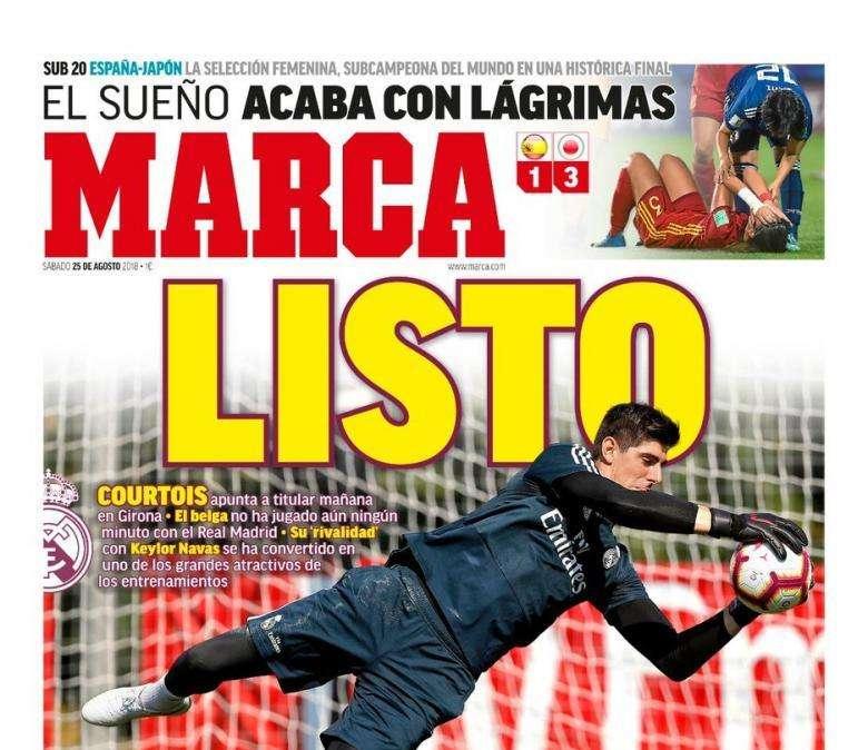 PORTADA - Marca, llegó la hora para el debut: "Courtois listo"