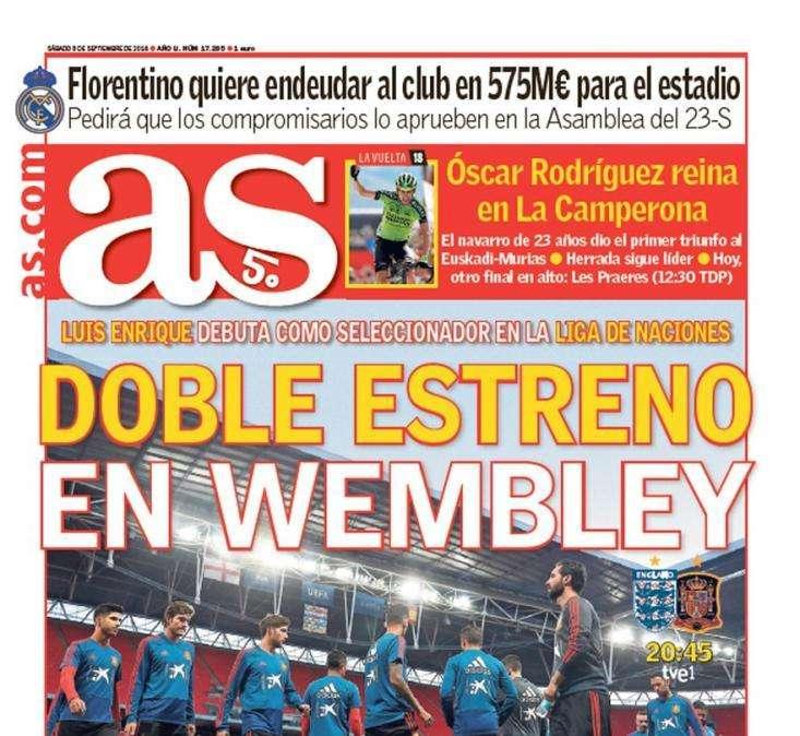 PORTADA - As: "Florentino quiere endeudar al Madrid en 575 millones para el estadio"