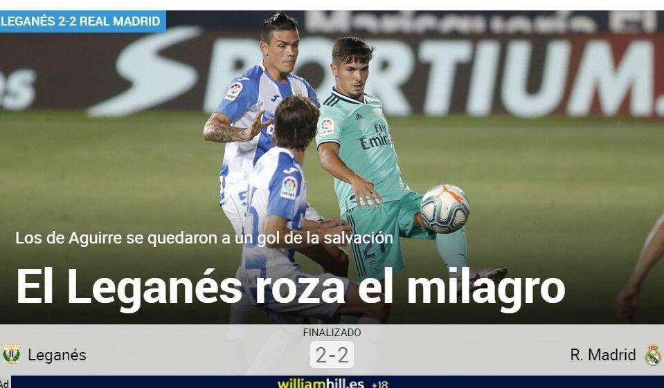 Marca: "El Leganés roza el milagro"