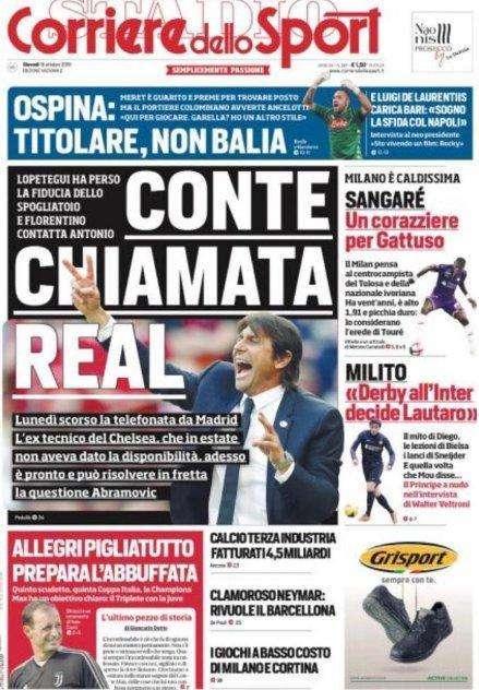 Corriere dello Sport - El Madrid llamó a Conte el lunes y el italiano aceptó relevar a Lopetegui