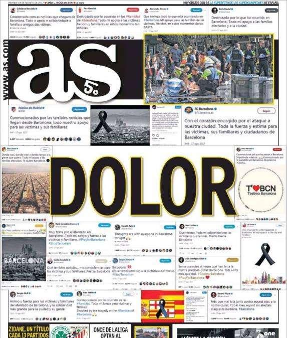 PORTADA - As expresa su dolor por las víctimas y hace hueco para Zidane: "Un título cada 13 partidos"