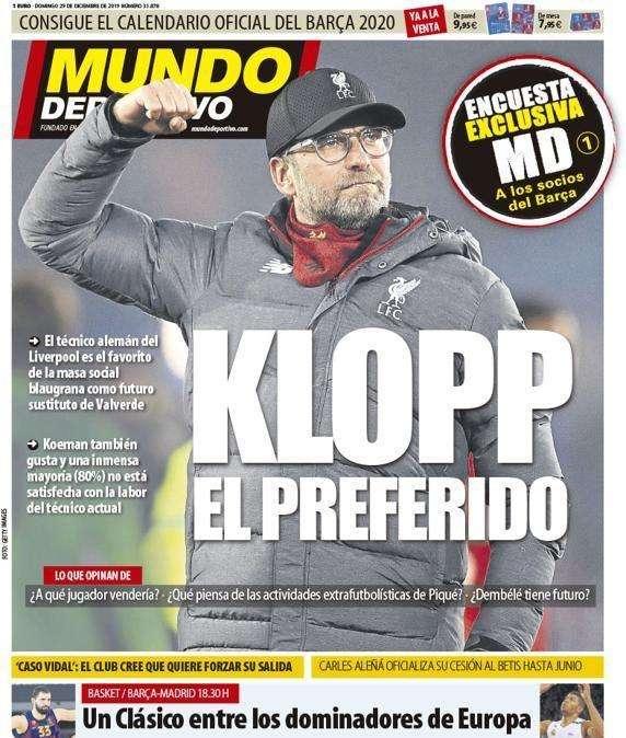 PORTADA - Mundo Deportivo: Klopp, el preferido por la afición del Barça