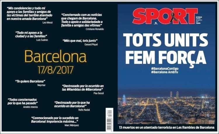 Los periódicos catalanes expresan su dolor contra el atentado: "Horror", "Todos unidos hacen fuerza"