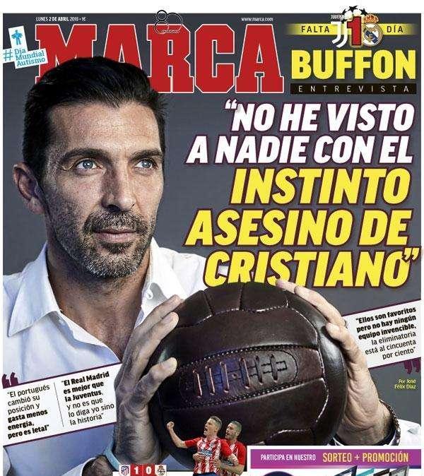 PORTADA - Marca interroga a Buffón: "No he visto a nadie con el instinto asesino de Cristiano"