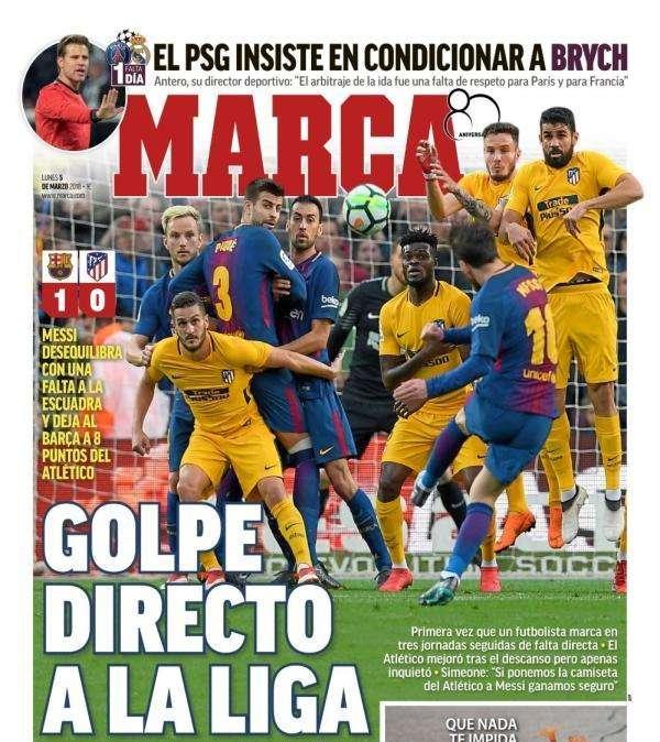 PORTADA - Marca advierte:  "El PSG insiste en condicionar al colegiado"