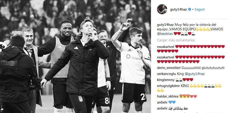 FOTO - Guti celebra la victoria del Besiktas en el clásico turco mandando callar al Galatasaray