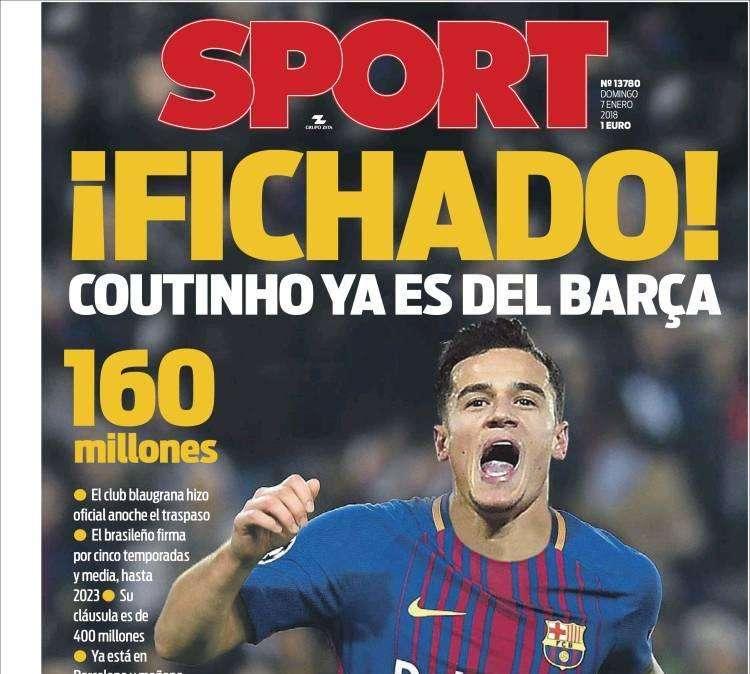 PORTADA - Sport: "Fichado, Coutinho"