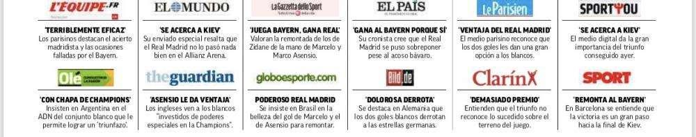 La prensa internacional se rinde al Madrid: “Juega el Bayern, gana el Real”
