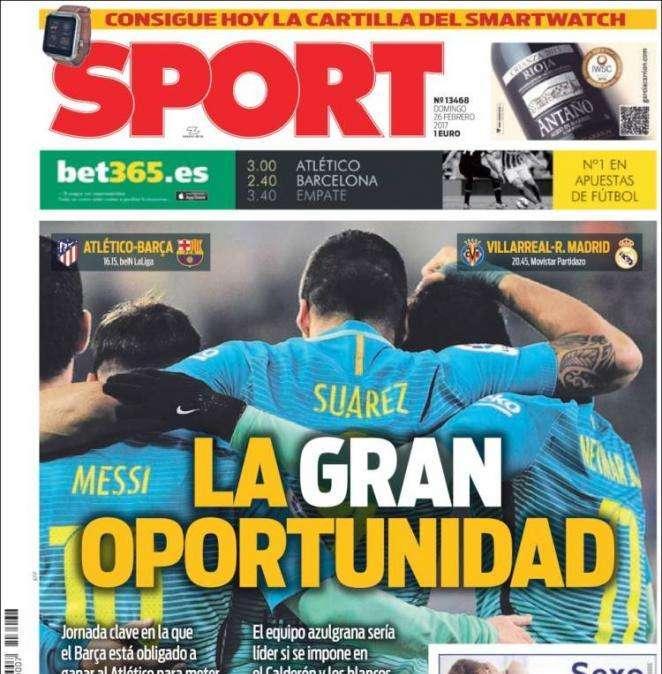 PORTADA - Sport: "Un Madrid tocado recurre a la BBC"