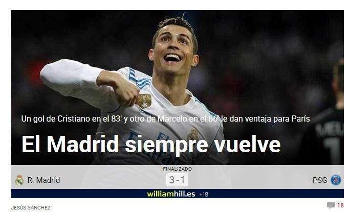 Marca habla del retorno: "El Madrid siempre vuelve"