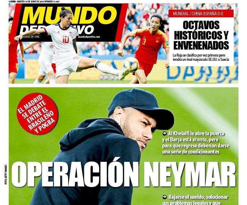 PORTADA - Mundo Deportivo: "El Madrid se debate entre Neymar y Pogba"