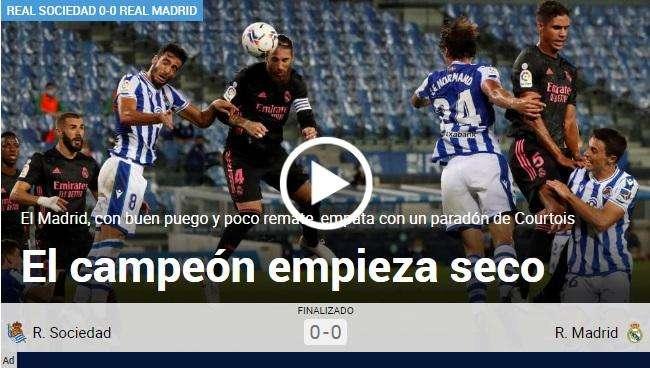  Marca, en su portada tras el partido: "El campeón empieza seco"