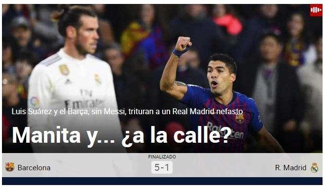 Marca tras la debacle: "Manita y... ¿a la calle?"
