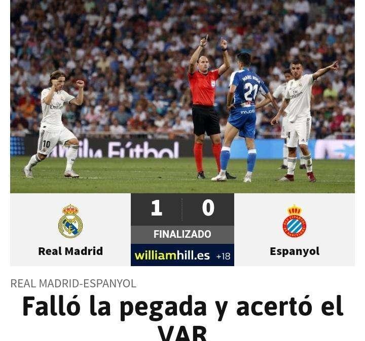 AS: "Falló la pegada y acertó el VAR"