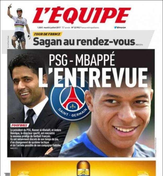 L'Equipe - El PSG se reúne con Mbappé y su padre
