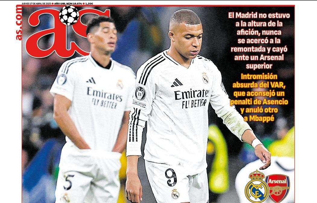 La noche negra del Real Madrid, en la primera plana de AS