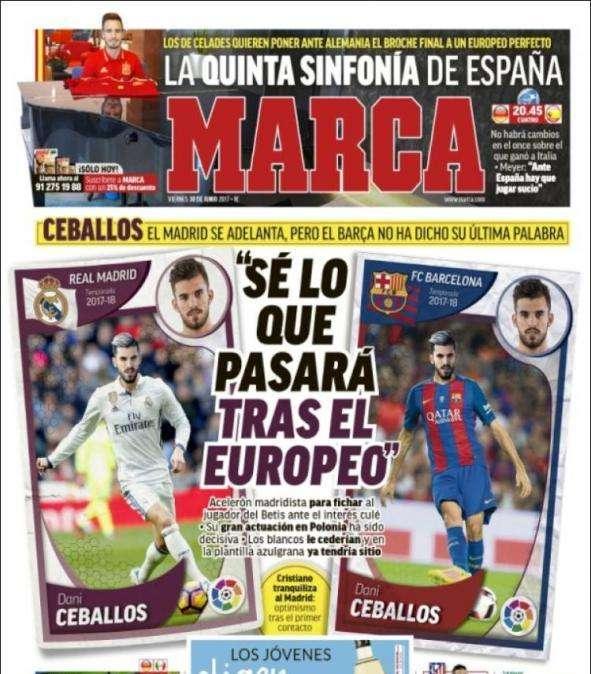 PORTADA - Marca avisa: "El Barça no ha dicho su última palabra por Ceballos"