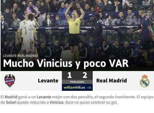 AS destaca a Vinícius en la victoria en el Ciutat: "Mucho Vinícius y poco VAR"