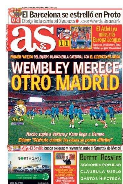 PORTADA - AS: "Wembley merece otro Madrid"