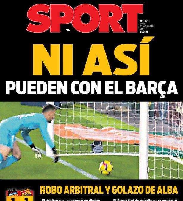 PORTADA - Sport: "Ni así pueden con el Barça"