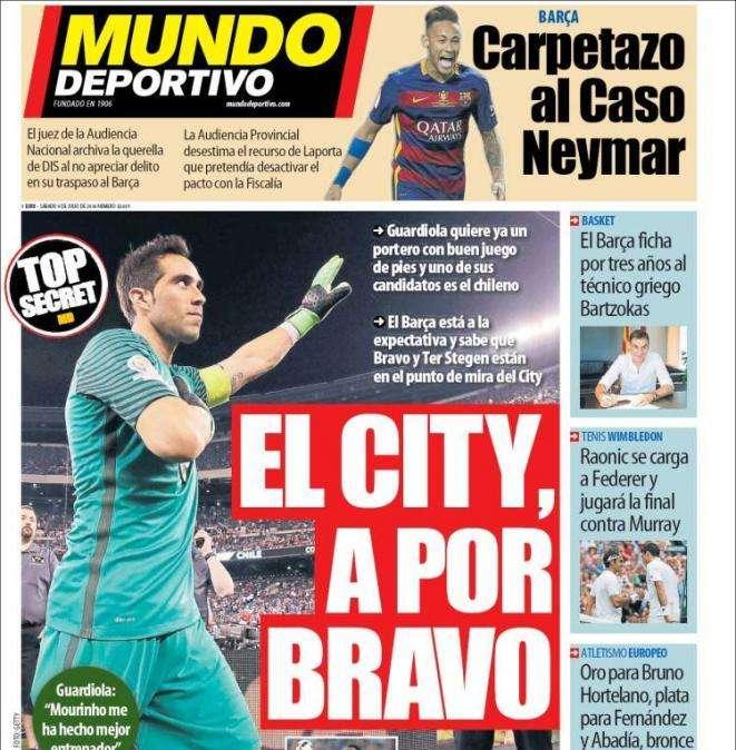 Portada Mundo Deportivo: El City, a por Bravo