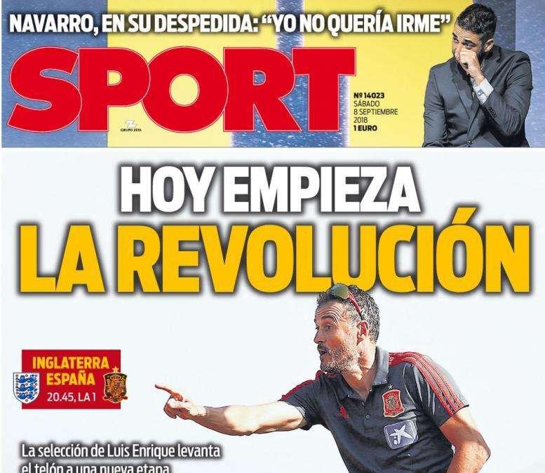 PORTADA - Sport, Luis Enrique toma el mando: "Hoy empieza la revolución"