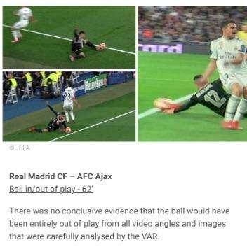 La UEFA explica los motivos por los que no anuló el 0-3 del Ajax al Real Madrid: "El árbitro estuvo correcto"