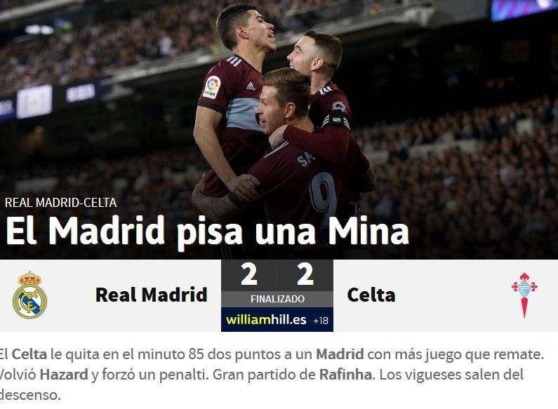 AS destaca el tropiezo que complica la Liga: "El Madrid pisa una mina"