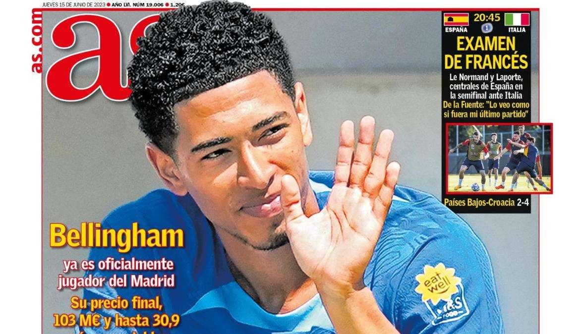 PORTADA | AS sale con Bellingham: "Galáctico hasta 2029"