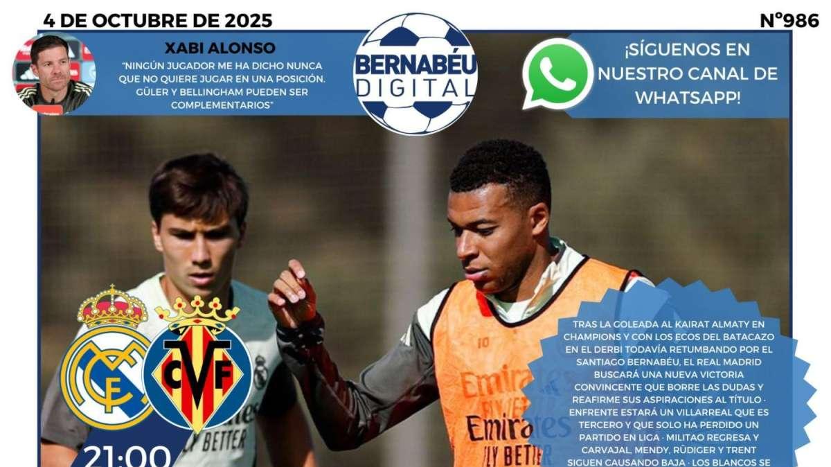 El Real Madrid - Villarreal protagoniza la portada de Bernabéu Digital