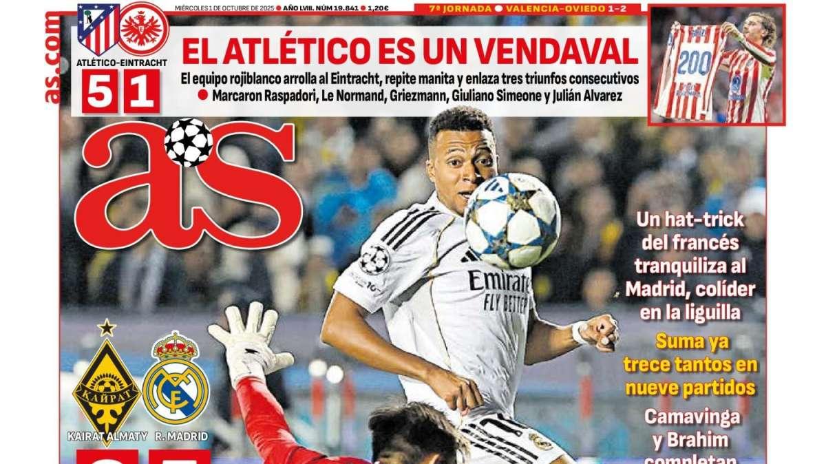 "Mbappé vale por tres" señala AS en portada