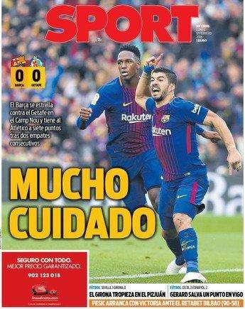 PORTADA - SPORT da un toque de atención al Barcelona: "Mucho cuidado"