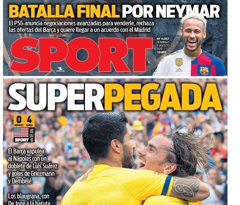 PORTADA - Sport:  "Batalla final por Neymar"