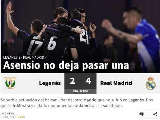 As: "Asensio no deja pasar una"