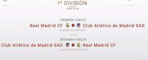 OFICIAL - El derbi frente al Atlético de Madrid será en la jornada 7
