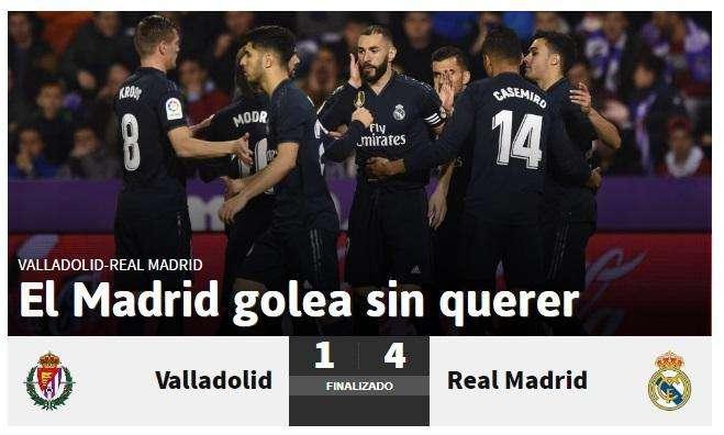 As titula: "El Madrid golea sin querer"