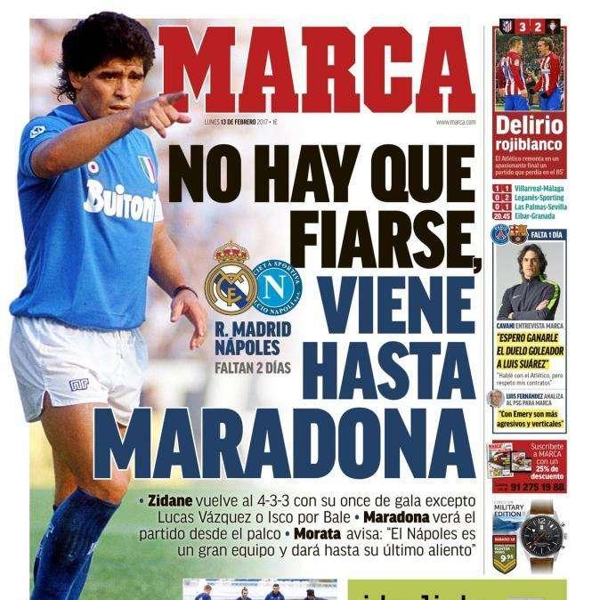PORTADA - Marca: "No hay que fiarse, viene hasta Maradona"