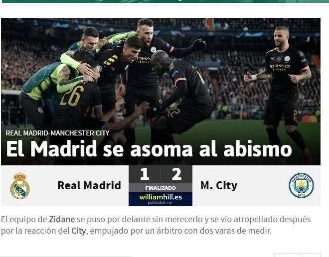 As titula: "El Madrid se asoma al abismo"