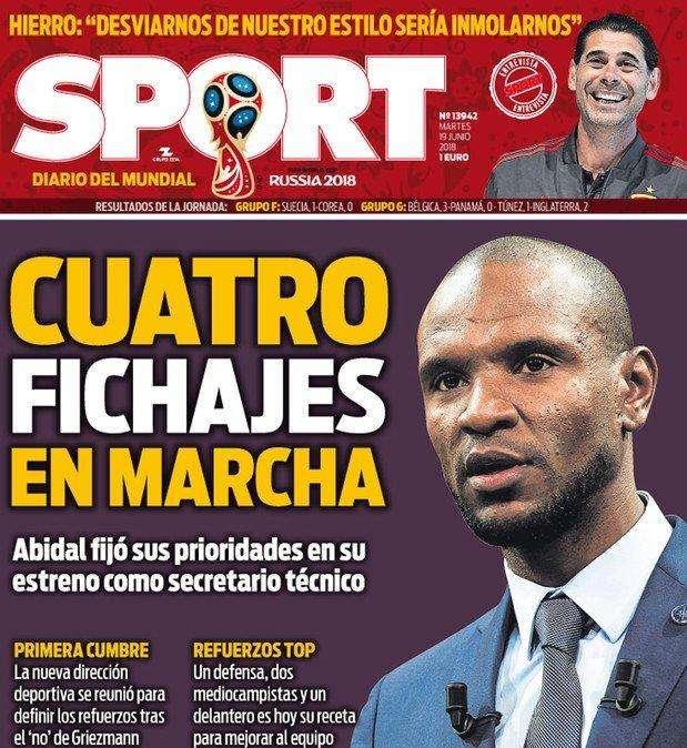 PORTADA - Sport:  "Lopetegui también quiere a Thiago para el Madrid"
