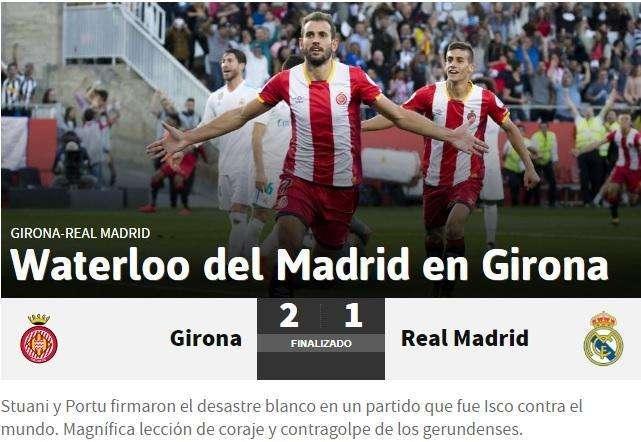 As destaca el batacazo de un pobre Real: "Waterloo del Madrid en Girona"