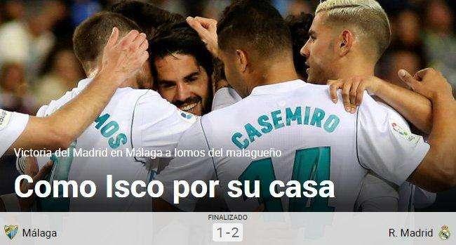 Marca, destaca el partido del malagueño: "Como Isco por su casa"