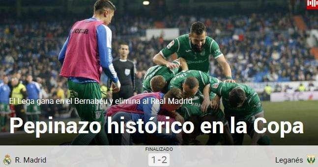 Marca sonroja al Madrid: "Pepinazo histórico en la Copa"