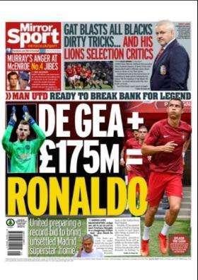 Mirror Sport - El United no se rinde: oferta galáctica que incluye a De Gea para hacerse con Cristiano