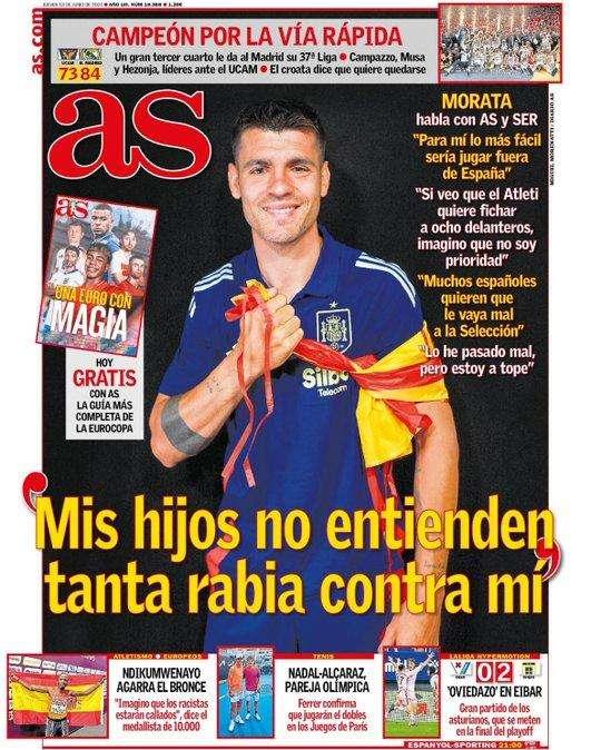 PORTADA | As, Morata: "Mis hijos no entienden tanta rabia contra mí"