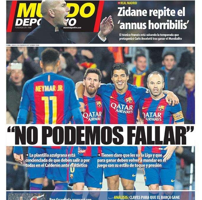 PORTADA - Mundo Deportivo: "Zidane repite el 'annus horribilis'"