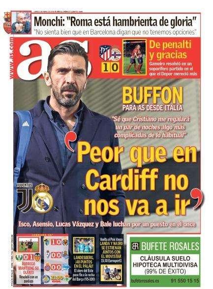 PORTADA - As entrevista a Buffón: "Peor que en Cardiff no nos va a ir"