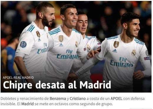 As destaca el renacimiento de los blancos: "Chipre desata al Madrid"
