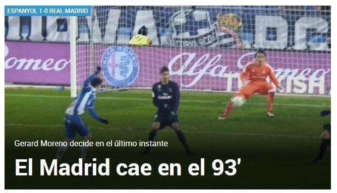 Marca, al más puro estilo blanco: "El Madrid cae en el 93'"