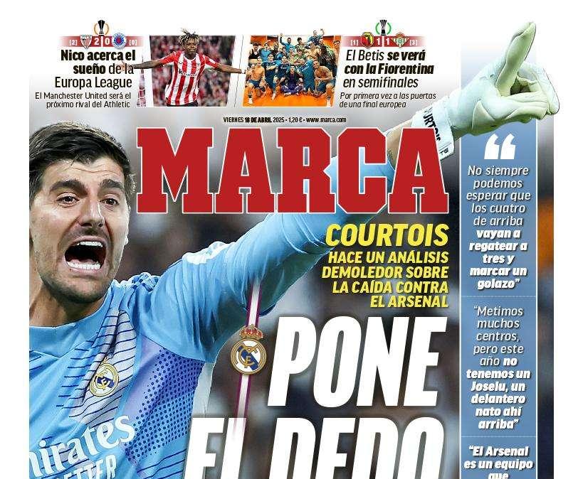 Marca señala en su portada: "Courtois pone el dedo en la llaga"